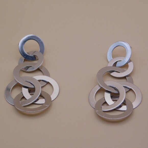 VINTAGE SILVER DROP EARRINGS - Picture 15 of 16